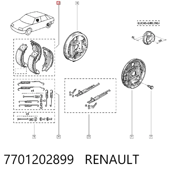 Колодки гальмові задні, барабанні 7701202899 Renault (RVI)