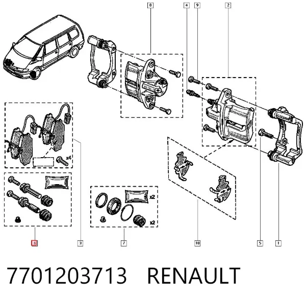 Направляюча супорту переднього 7701203713 Renault (RVI)