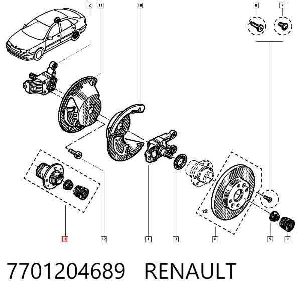 Задня маточина 7701204689 Renault (RVI)