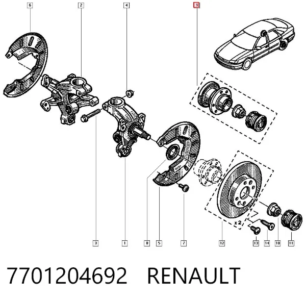 Задня маточина 7701204692 Renault (RVI)