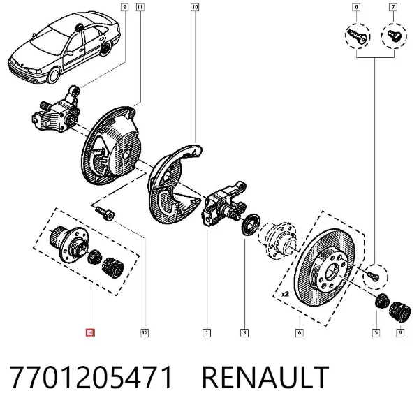 Задня маточина 7701205471 Renault (RVI)