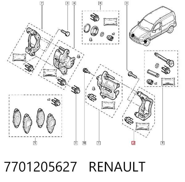 Скоба супорту переднього 7701205627 Renault (RVI)