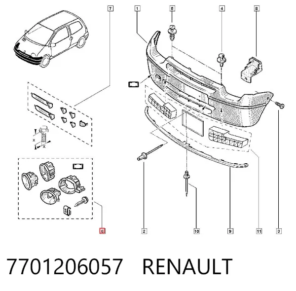 Передній бампер 7701206057 Renault (RVI)
