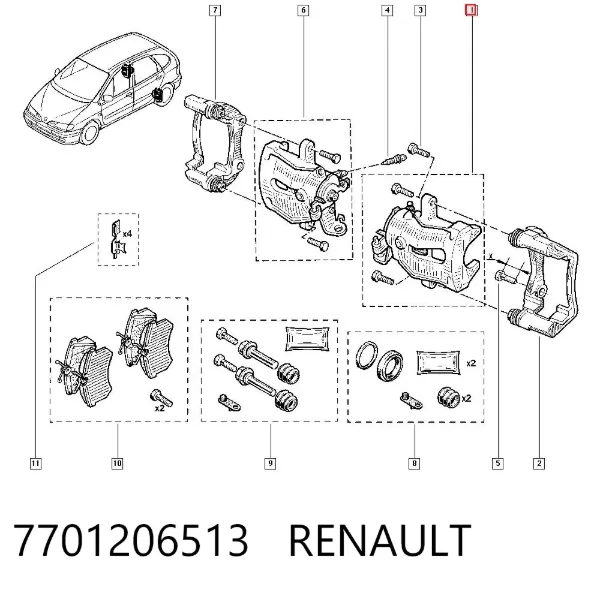 Супорт задній лівий 7701206513 Renault (RVI)