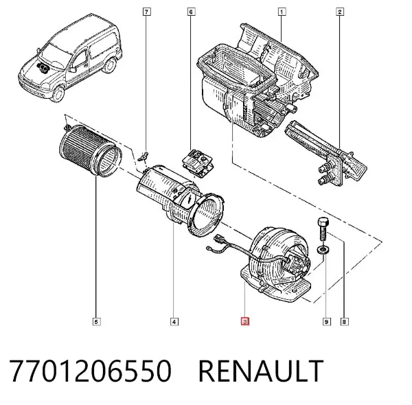 Вентилятора пічки 7701206550 Renault (RVI)