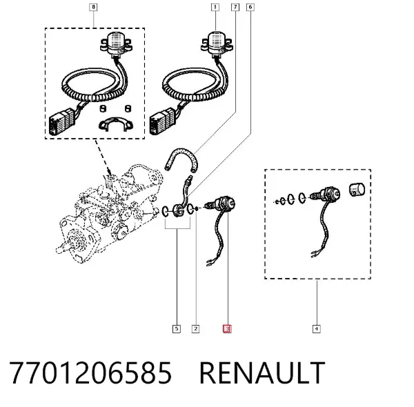 Клапан ПНВТ відсічення подачі пального(дизель-стоп) 7701206585 Renault (RVI)