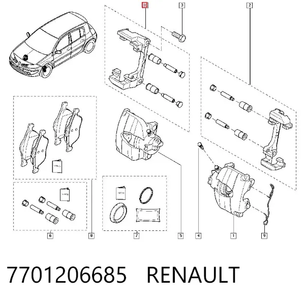 Ремкомплект переднього супорту 7701206685 Renault (RVI)