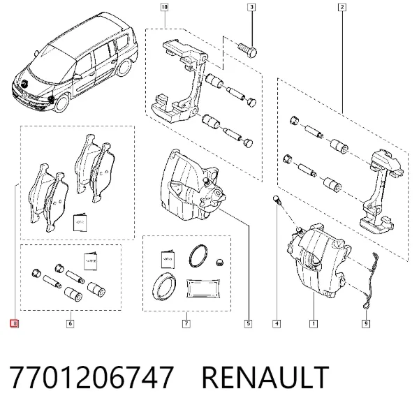 Передні тормозні колодки 7701206747 Renault (RVI)