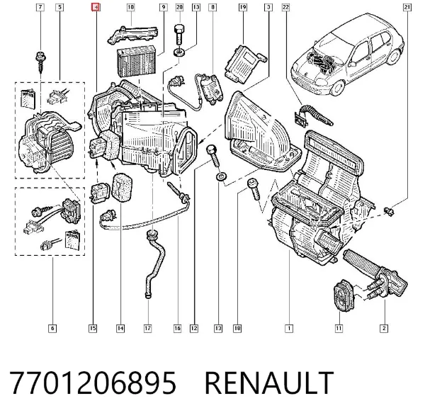 Корпус радіатора кондиціонера (салонний випарник) 7701206895 Renault (RVI)