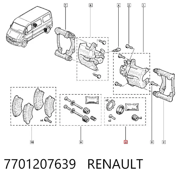 Ремкомплект супорту 7701207639 Renault (RVI)