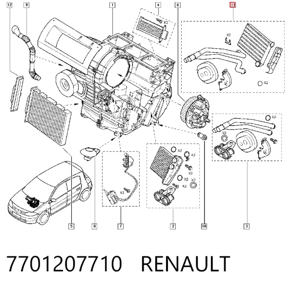 Радіатор пічки 7701207710 Renault (RVI)