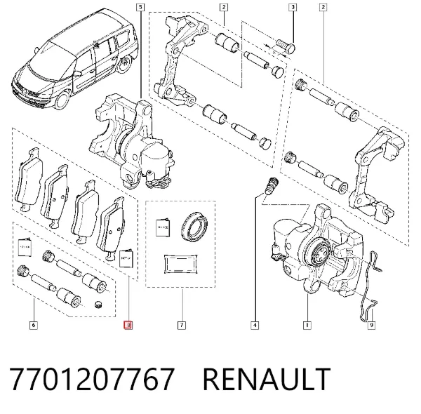 Задні гальмівні колодки 7701207767 Renault (RVI)