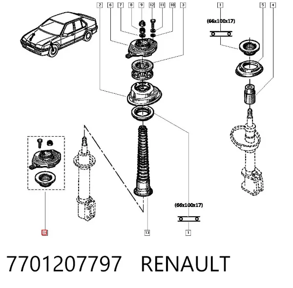 Опора амортизатора переднього 7701207797 Renault (RVI)