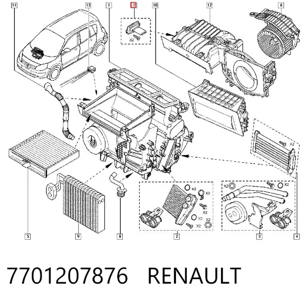 Резистор моторчика вентилятора A/C 7701207876 Renault (RVI)