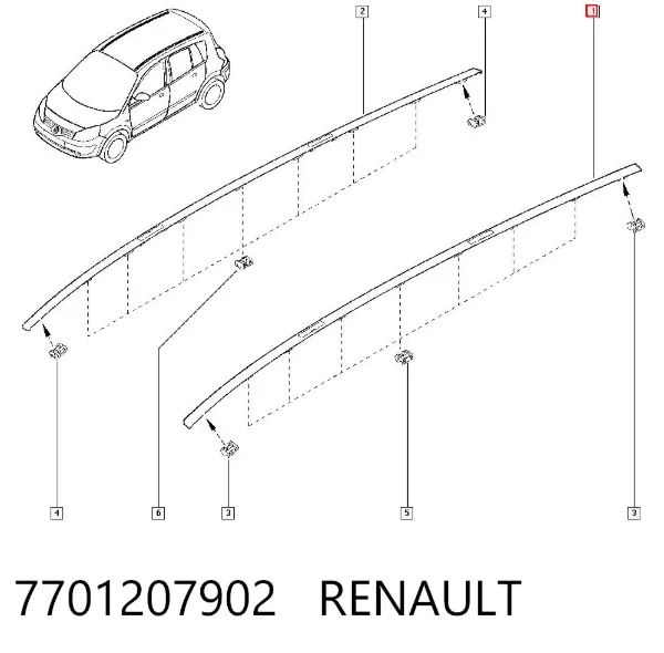 Молдинг даху, лівий 7701207902 Renault (RVI)