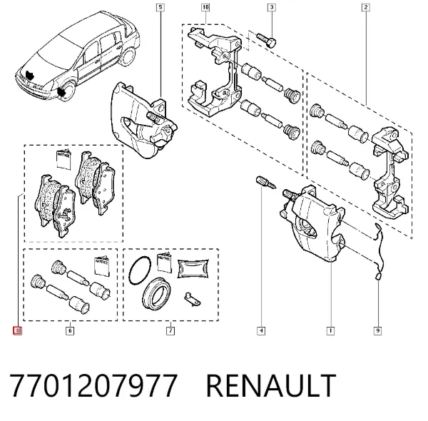 Передні тормозні колодки 7701207977 Renault (RVI)