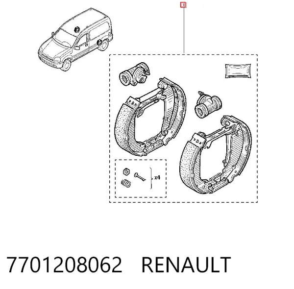 Колодки гальмові задні, барабанні 7701208062 Renault (RVI)