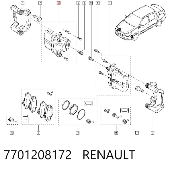 Супорт гальмівний передній правий 7701208172 Renault (RVI)