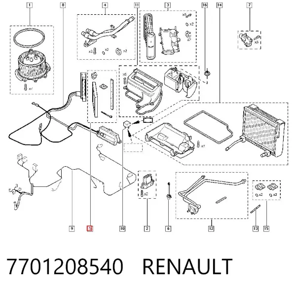 Електропідігрівач повітря системи опалення салону 7701208540 Renault (RVI)