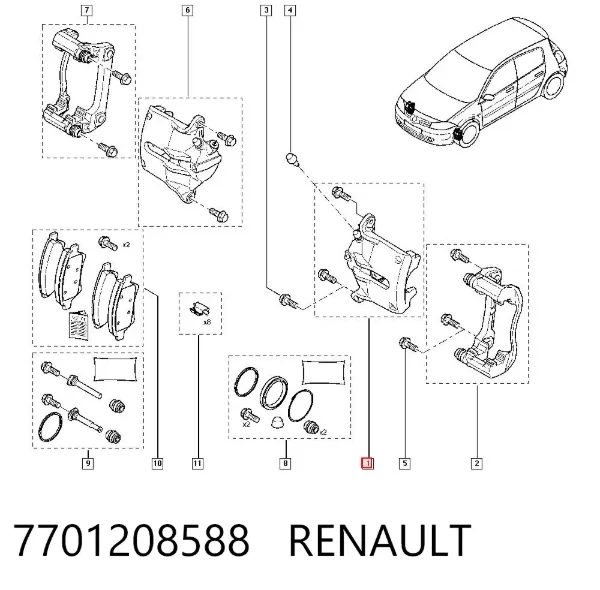 Супорт гальмівний передній лівий 7701208588 Renault (RVI)
