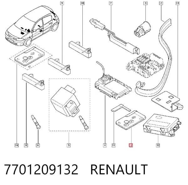 Ключ замка запалювання 7701209132 Renault (RVI)