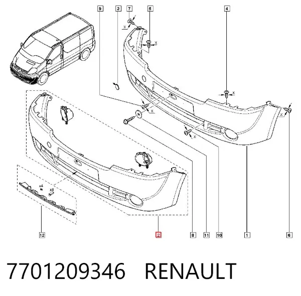 Передній бампер 7701209346 Renault (RVI)