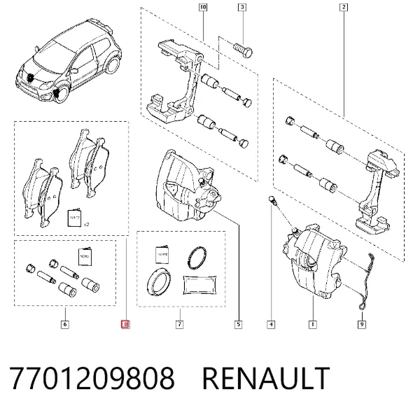 Передні тормозні колодки 7701209808 Renault (RVI)