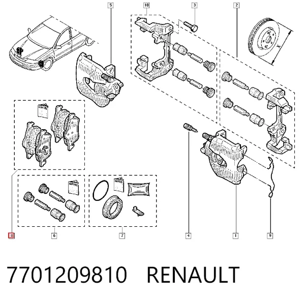 Передні тормозні колодки 7701209810 Renault (RVI)
