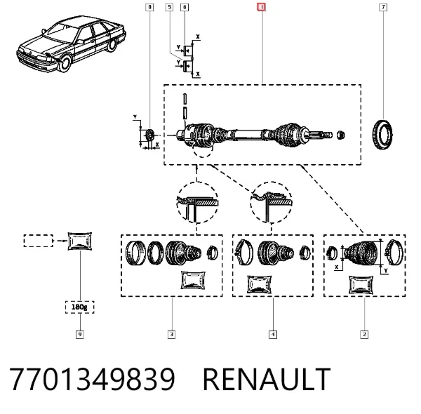 Піввісь (привід) передня 7701349839 Renault (RVI)