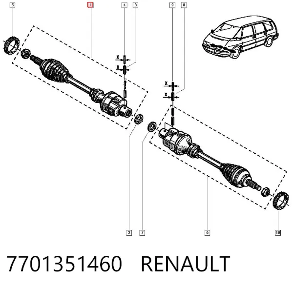 Піввісь права Renault 25 B29