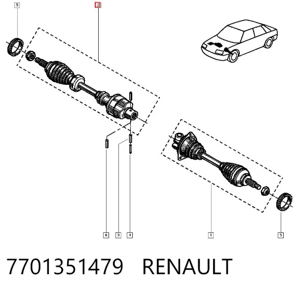 Піввісь права 7701351479 Renault (RVI)