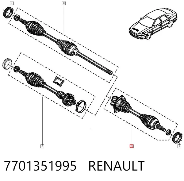 Ліва піввісь 7701351995 Renault (RVI)