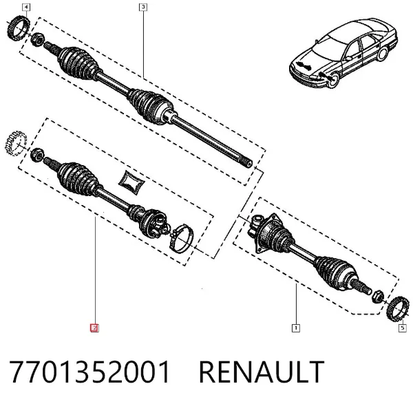 Піввісь права 7701352001 Renault (RVI)