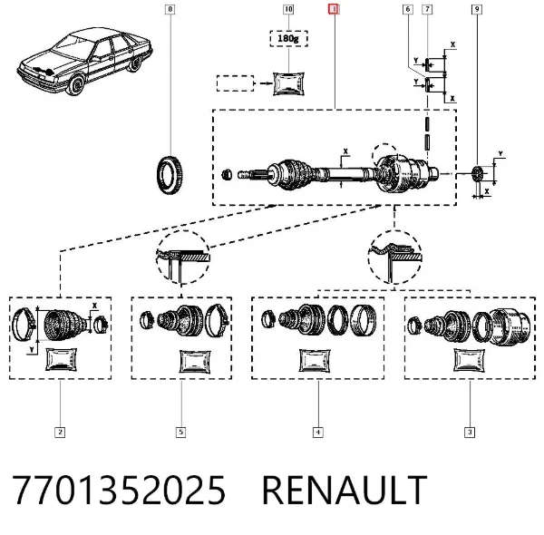 Піввісь (привід) передня 7701352025 Renault (RVI)