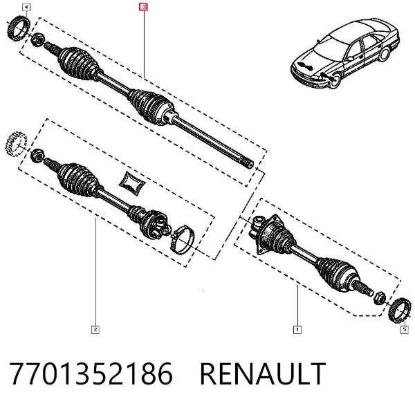 Піввісь права 7701352186 Renault (RVI)