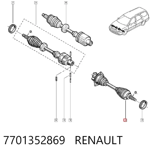 Ліва піввісь 7701352869 Renault (RVI)