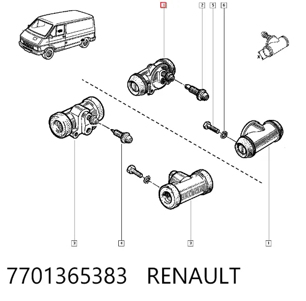 Циліндр гальмівний колісний/робітник, задній 7701365383 Renault (RVI)