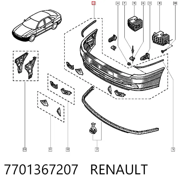 Передній бампер 7701367207 Renault (RVI)