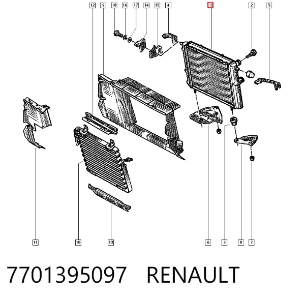Радіатор 7701395097 Renault (RVI)