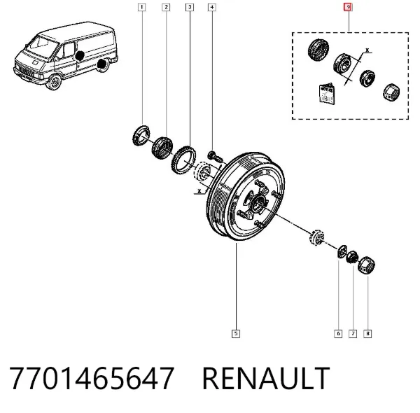 Підшипник задньої ступиці 7701465647 Renault (RVI)