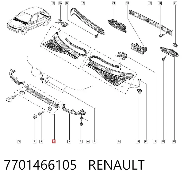 Решітка радіатора 7701466105 Renault (RVI)