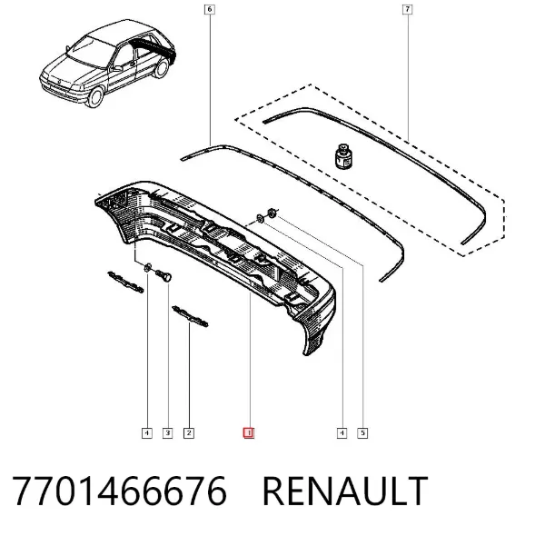 Задній бампер 7701466676 Renault (RVI)