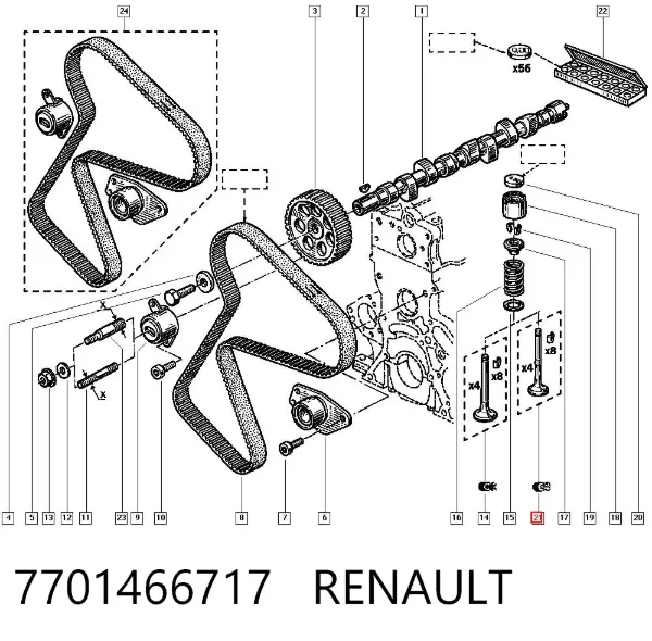 Клапан випускний 7701466717 Renault (RVI)