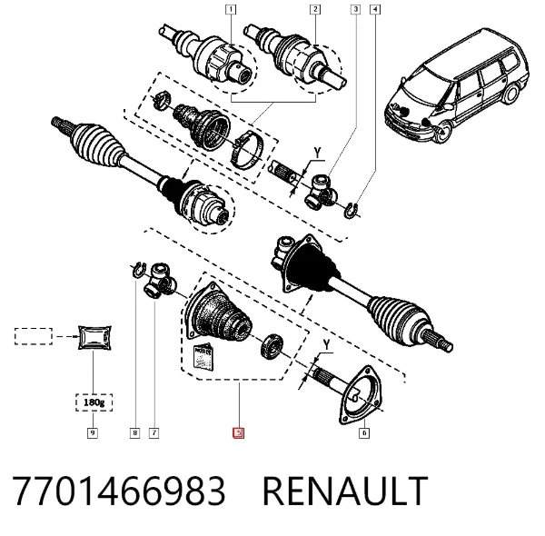 Пильник ШРКШа внутрішній лівий 7701466983 Renault (RVI)