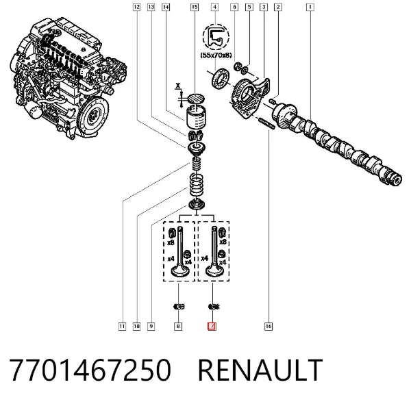 Клапан впускний 7701467250 Renault (RVI)