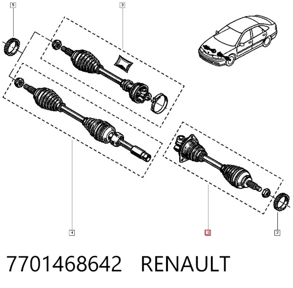 Ліва піввісь 7701468642 Renault (RVI)