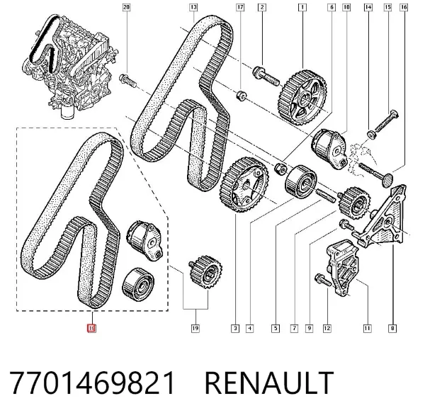Комплект ГРМ 7701469821 Renault (RVI)