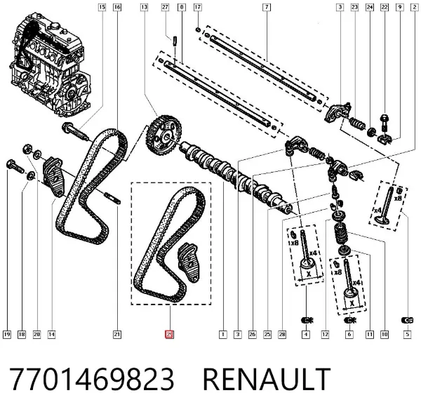 Комплект ГРМ 7701469823 Renault (RVI)