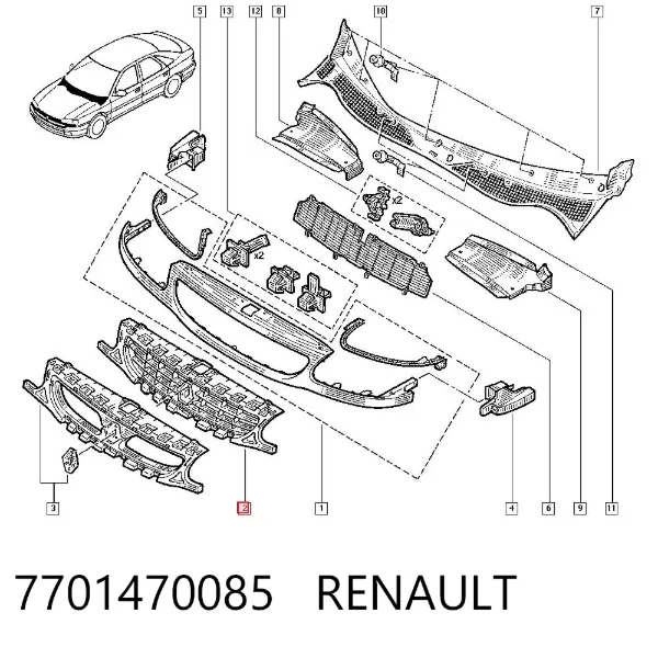 Решітка радіатора 7701470085 Renault (RVI)