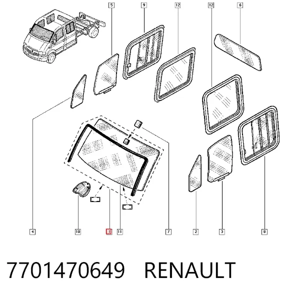 Лобове скло 7701470649 Renault (RVI)